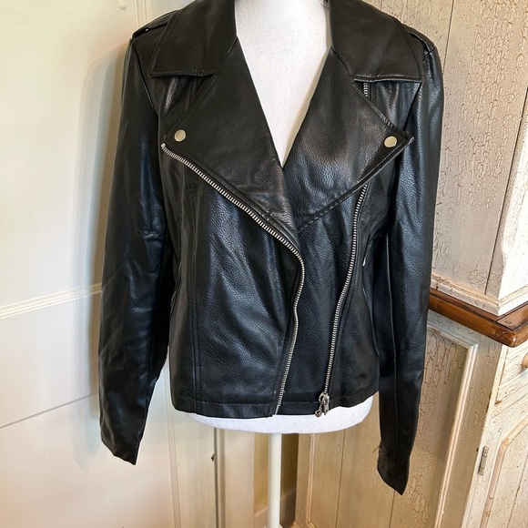 ASOS Jackets & Blazers - ASOS Faux Leather Moto Jacket with Asymmetrical Zipper